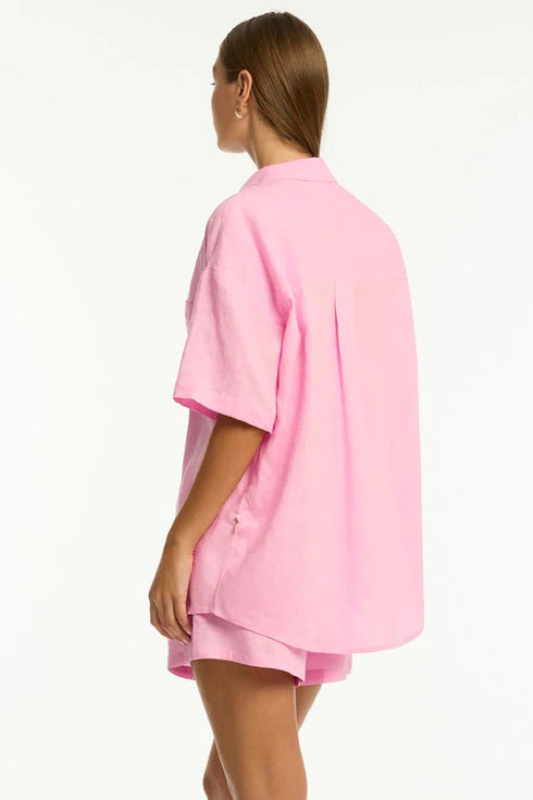 Sea Level Tidal Linen Aloha Shirt